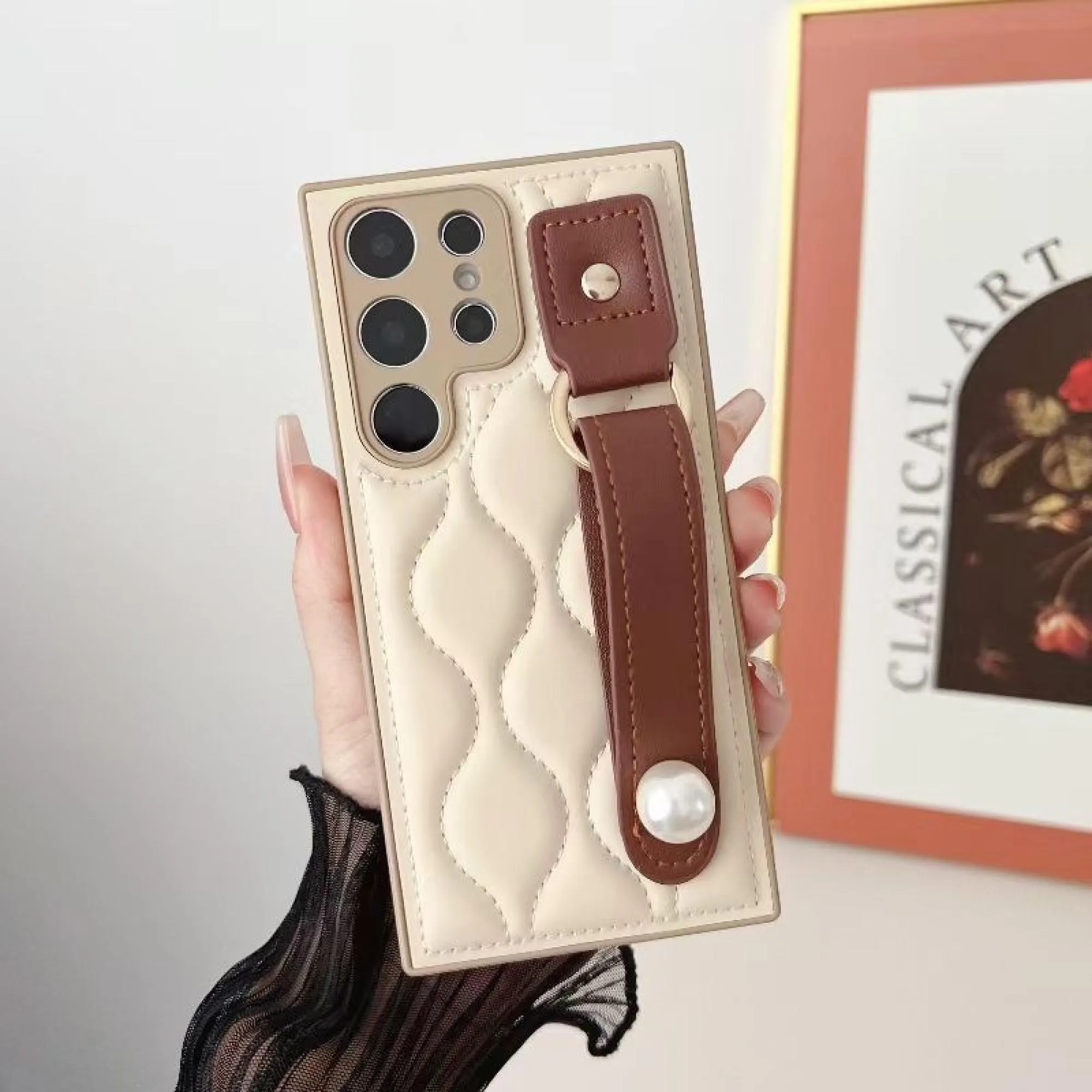 Samsung S24 Luxury Pearl Leather Phone Case