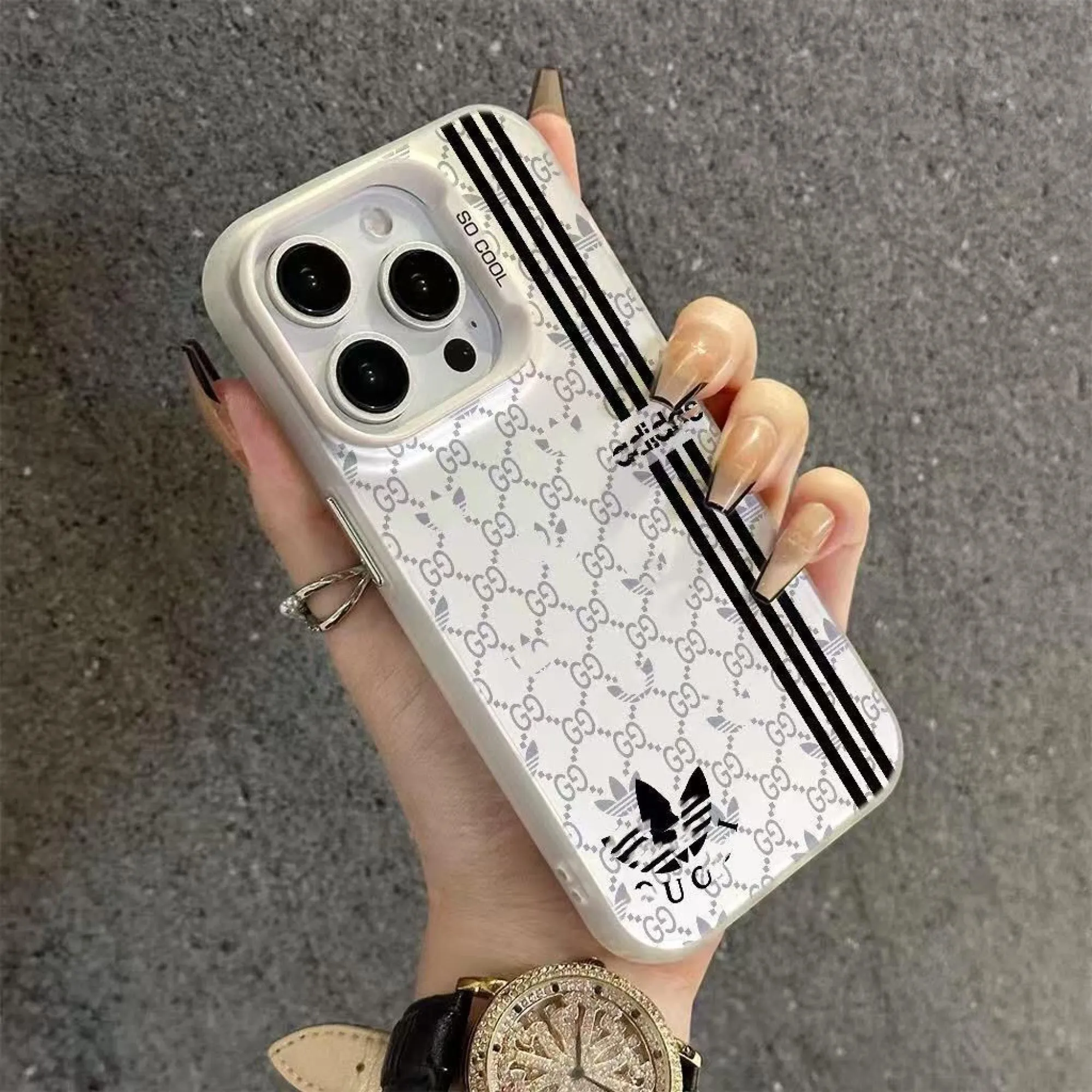Clear Acrylic Phone Case with Black Letter Design