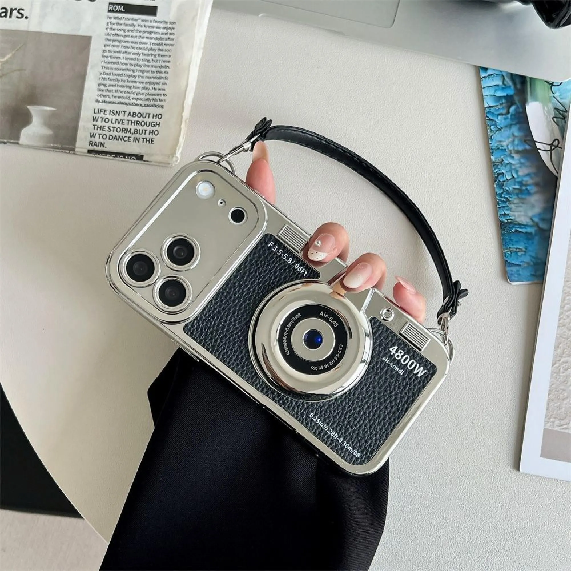 3D Electroplated Camera Wrist Strap Phone Case