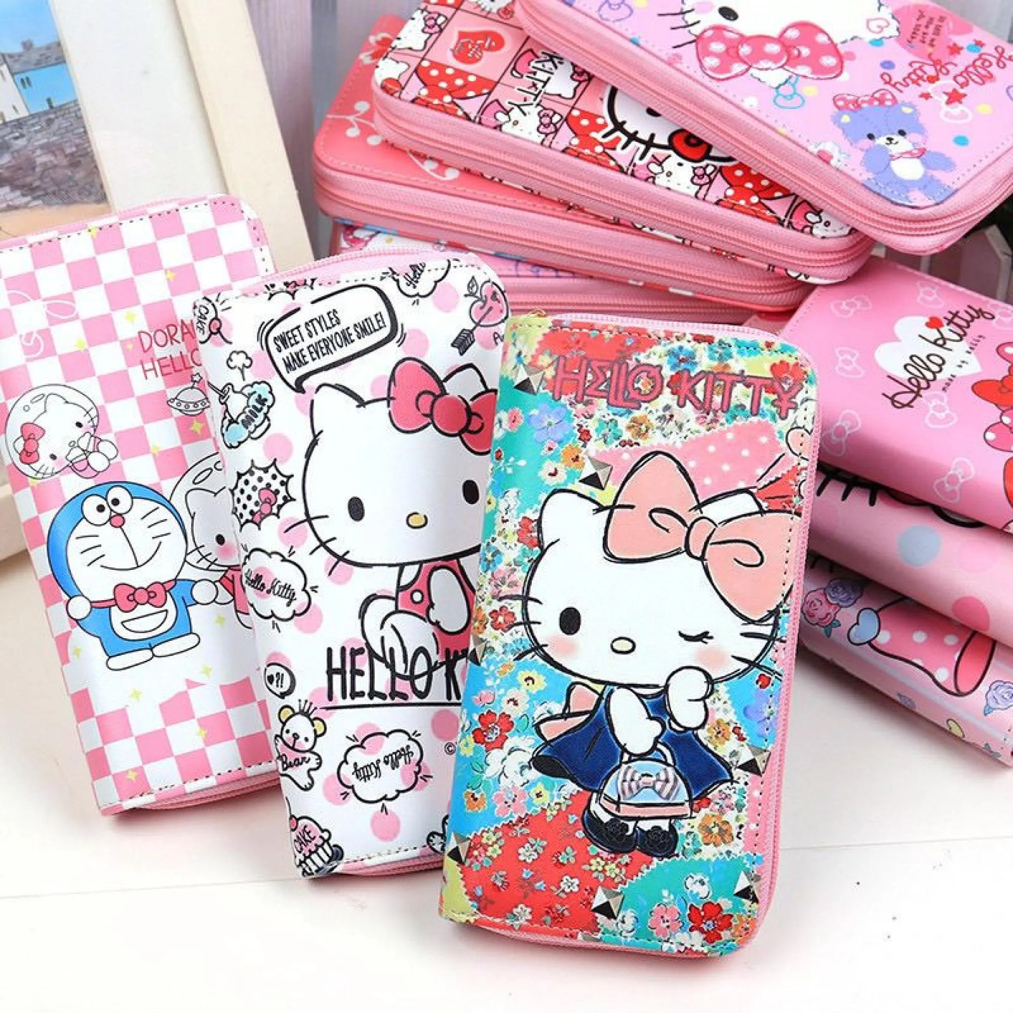 Cute Heart Cat Long Zipper Wallet