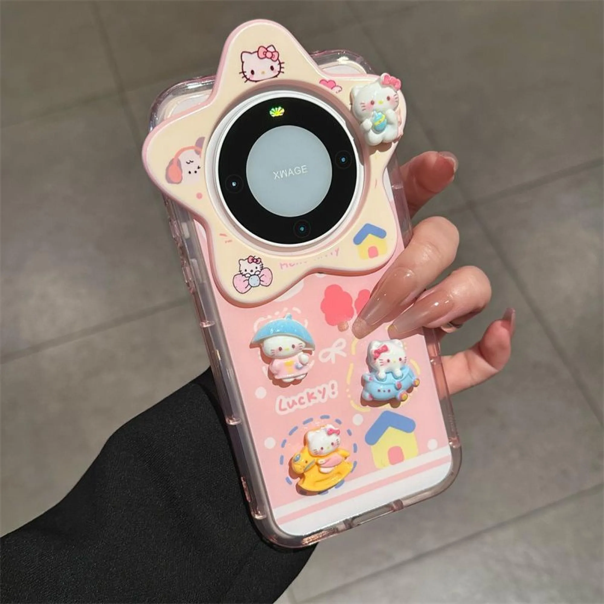 3D Carousel Kitty Star Lens Phone Case