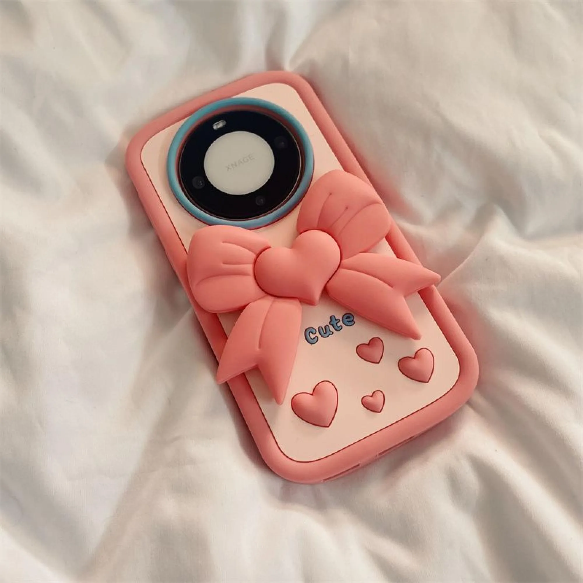 3D Heart Bow Stand Phone Case