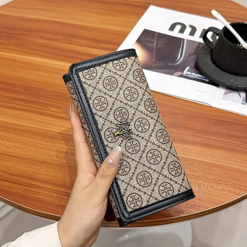 Chic European Style Lattice Print Large Capacity Wallet