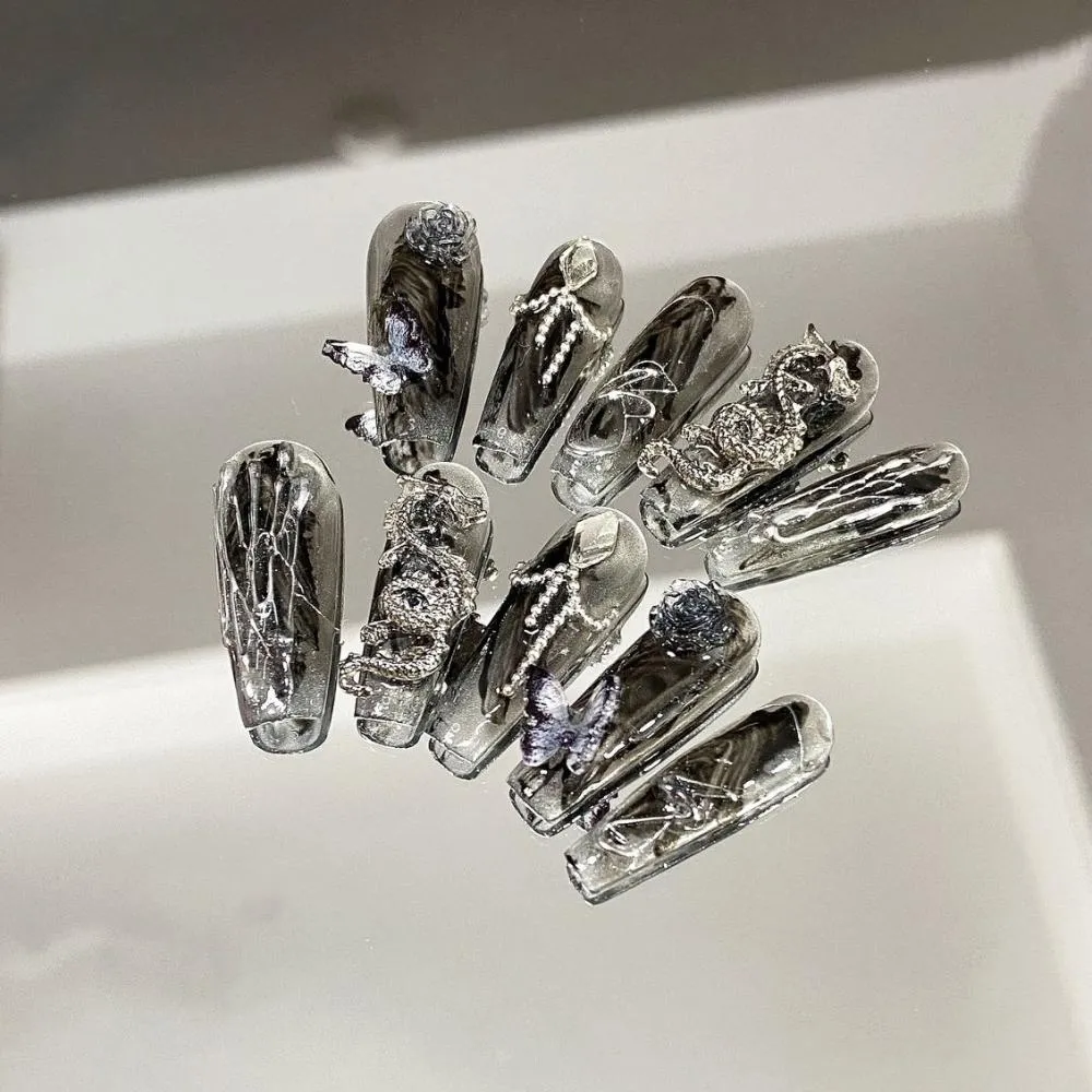 Sparkling Detachable Medium-Length Nail Art Tips